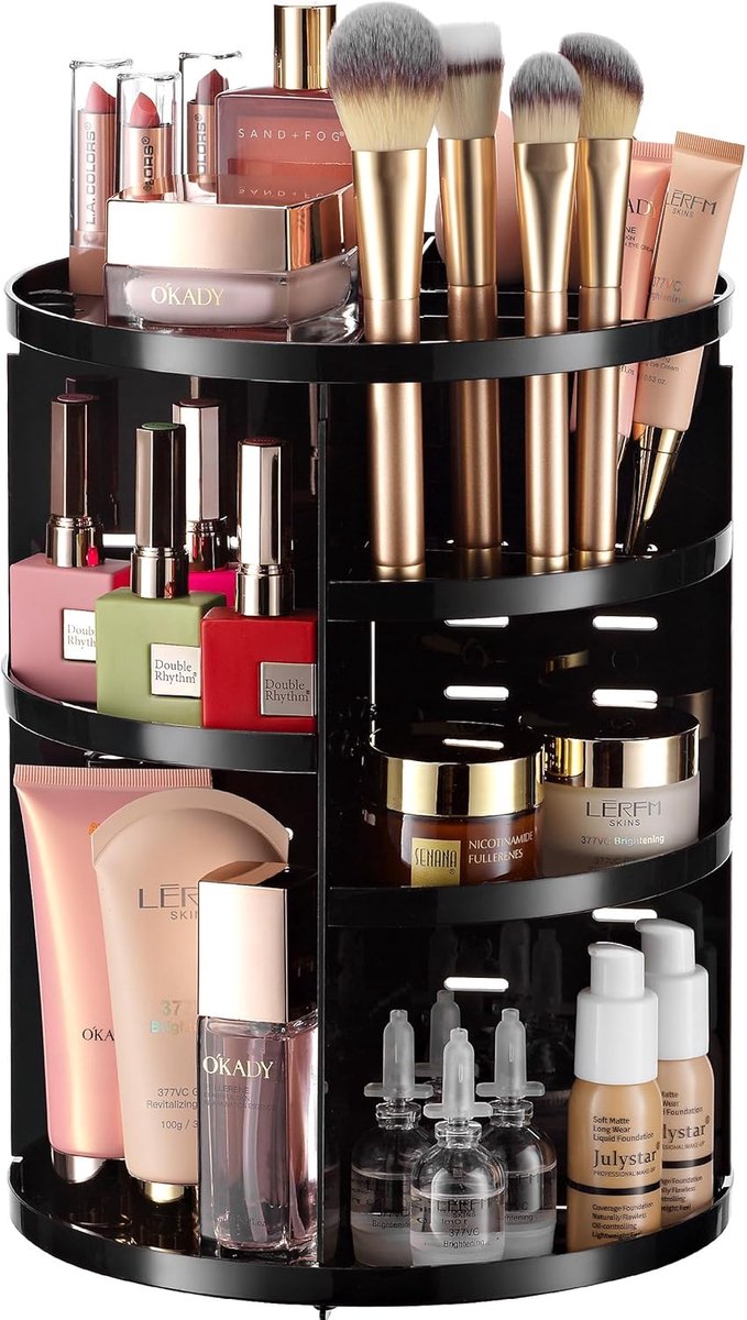 SnelShoppen - 360 Roterende Make-up Organizer - Verstelbare Plankhoogte, Draaibaar en Ruimtebesparend - Cosmetische Organizer voor Slaapkamer Dressoir