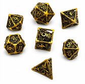 Joya Dice® Metalen Dobbelsteen Set geschikt voor rollenspellen Dungeons and Dragons D&D DnD | Dobbelstenen Set | Dice Set | Metal Dice 7 Stuks Set | Incl. Luxe Opbergdoos | Metalen Dobbelstenen met Octopus Gravure | Abyssal Octopus Gold