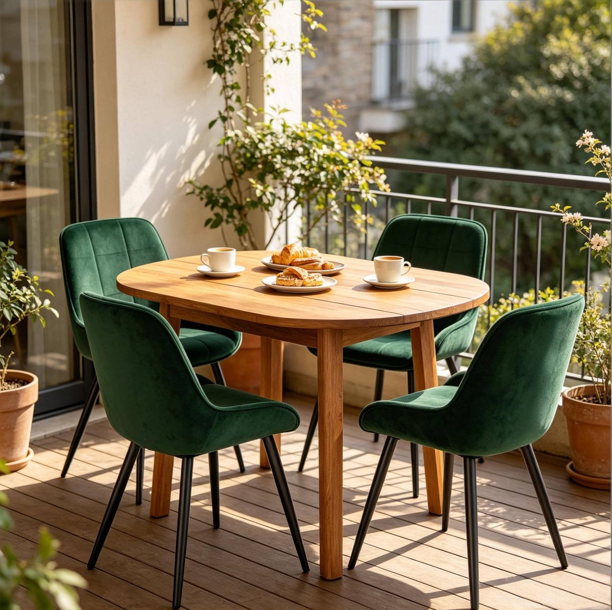 STILVORA Eetkamerstoel - Normale Eetkamerstoel - Set Van 4 - Ergonomisch Met Gewatteerde Zitting - Voor Eetkamer En Woonkamer - Velvet Donkergroen
