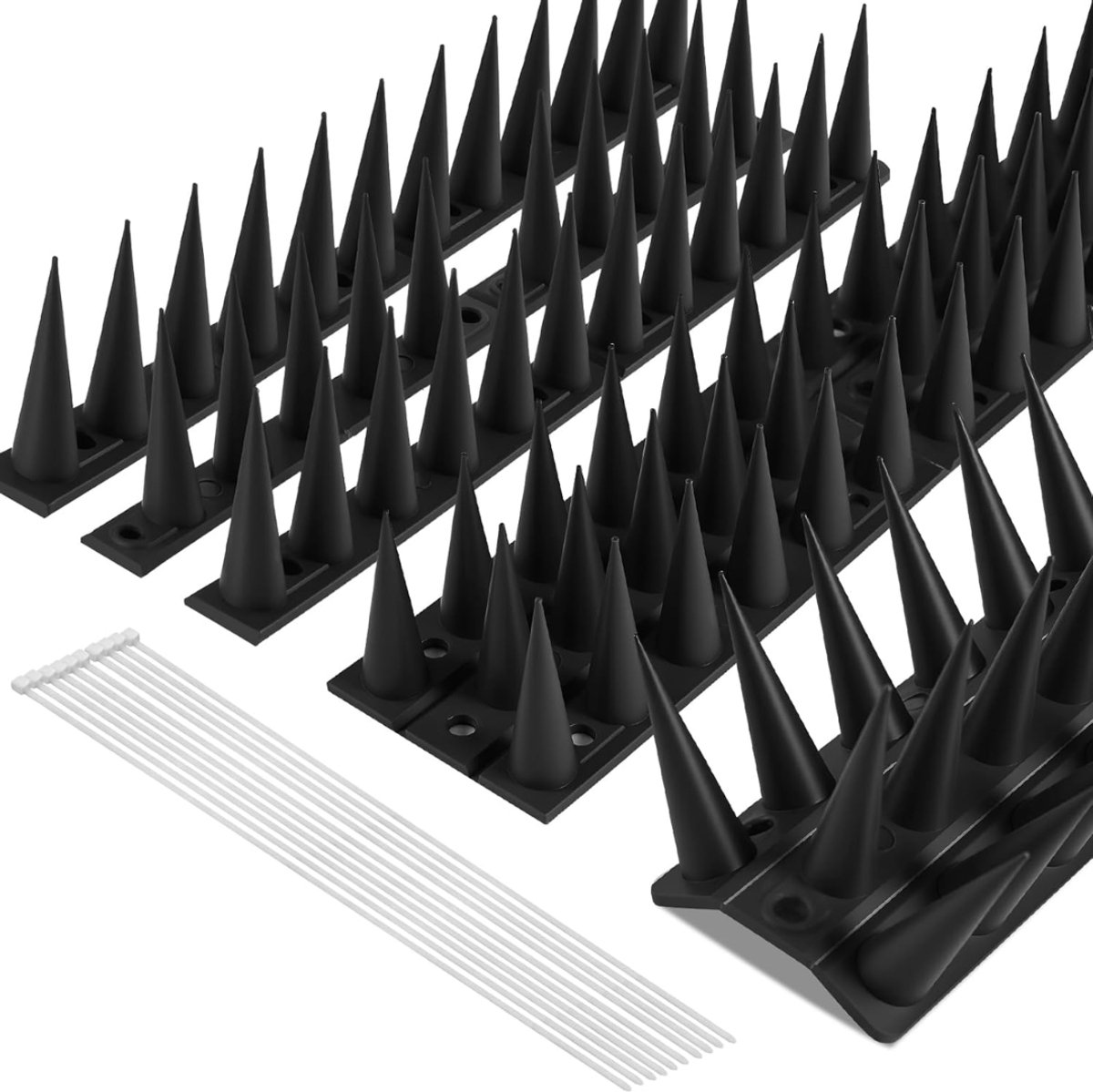Ploutos® Duivenpinnen - Duivenverjager - Plastic Pinnen Om Duiven Te Verjagen - 10 Kabelbinders - Zwart - 25cm x 15cm x 5cm