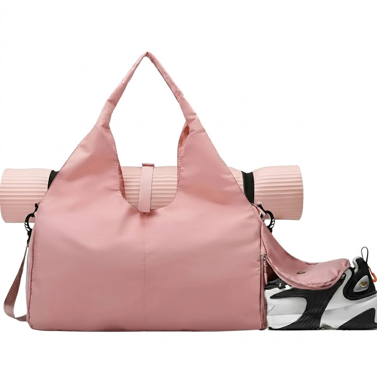 Roze sporttas dames en heren yoga tas fitness tas pilates tas weekendtas met schoenenvak grote capaciteit verstelbare schouderband draagtas voor sport en reizen