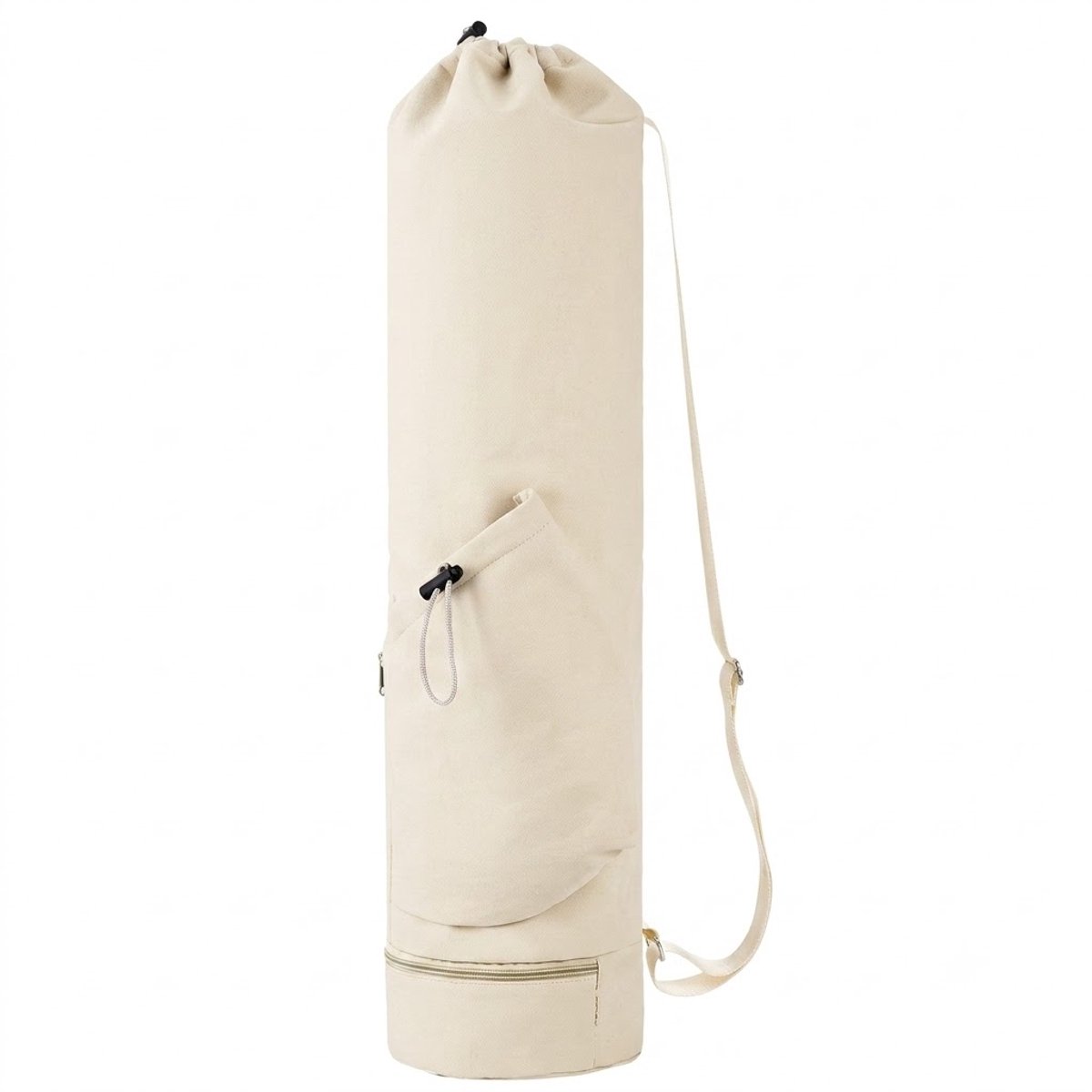 Beige yogamat tas dames en heren crossbody sporttas pilates tas met waterfleshouder opbergvakken verstelbare schouderband multifunctionele draagtas voor yogamat