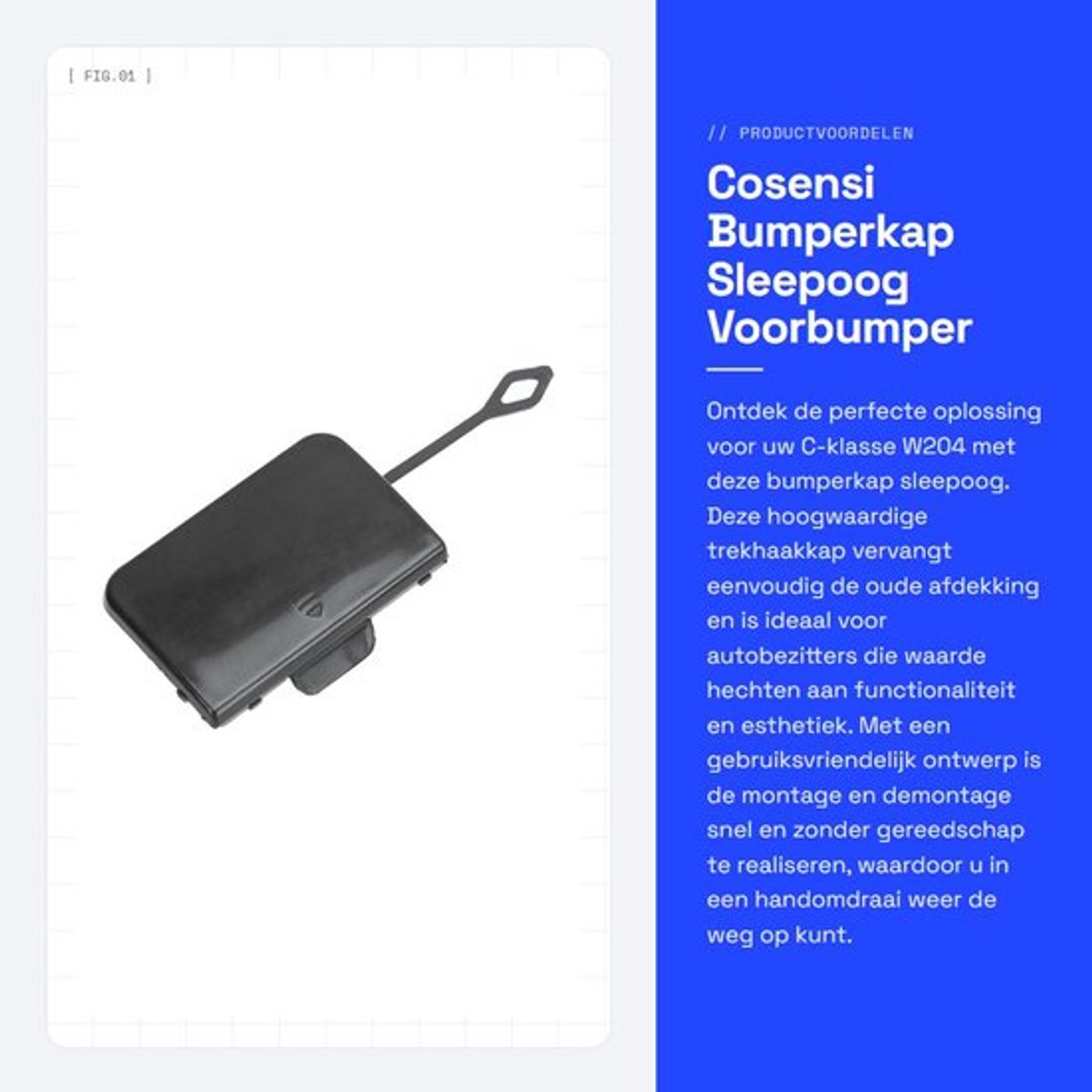Sleepoogkap Vervanging - Voorbumper Trekhaakkap - Eenvoudige Montage - Sterke Afdichting - Hoge Veiligheid - Bescherming tegen Vervuiling - Trekhaakafdekking