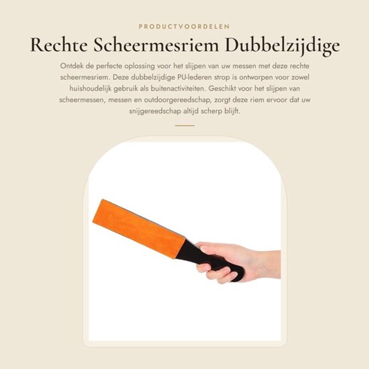 Scheermesriem Dubbelzijdig - PU Lederen Strop - Handmatige Slijpplank - Voor Messen en Scheermessen - Compact en Robuust - Comfortabele Handgreep - Messenslijper