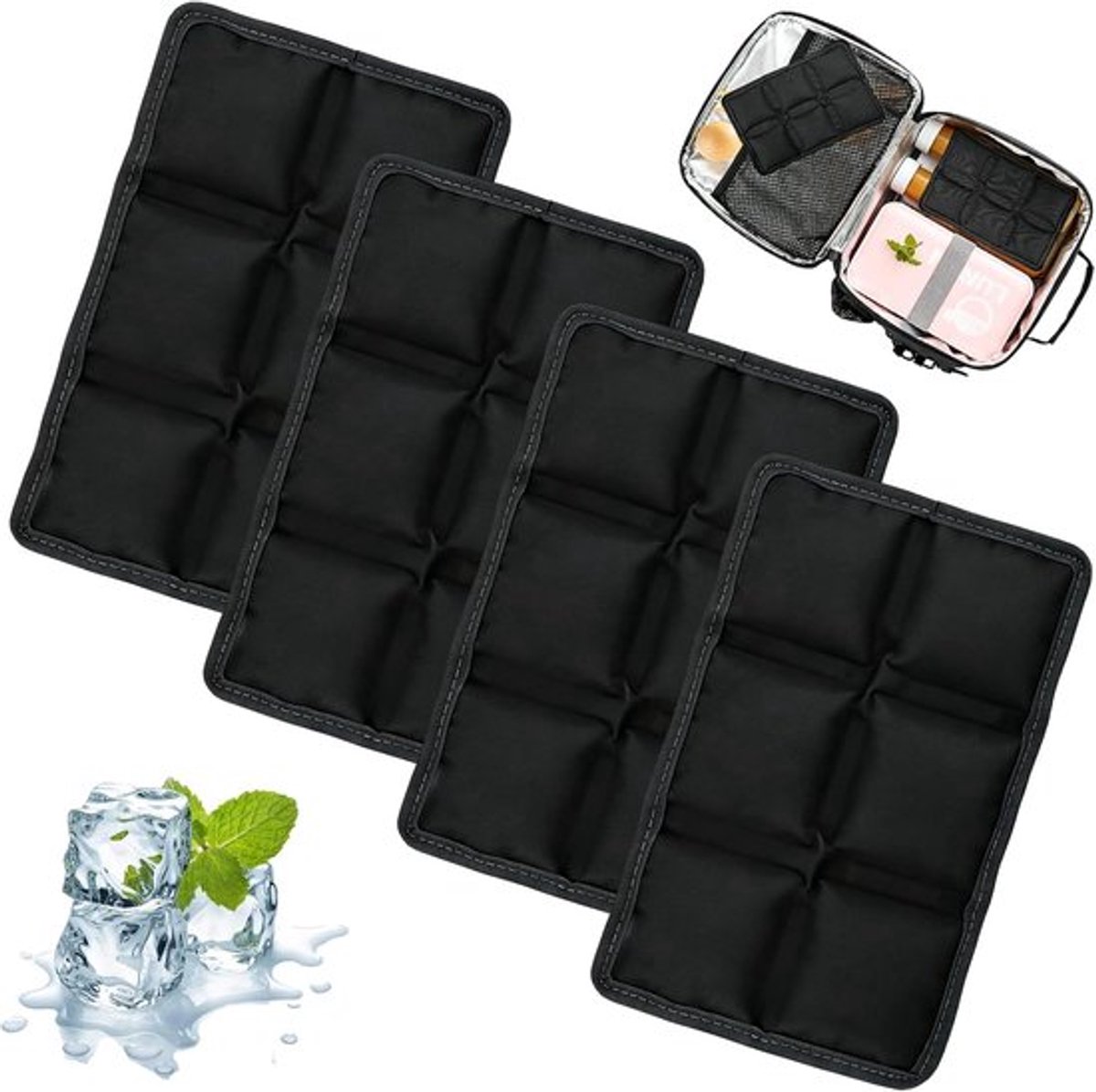 SnelShoppen - 4 stuks koelaccu's voor koeltas, herbruikbare koelpacks, gel koelpads voor lunch, camping, school, kantoor, picknick (15 x 10 cm)