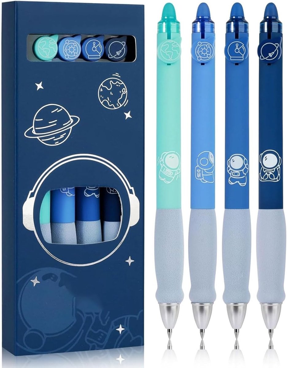 Radierbare Kugelschrijver 0.5mm - 4 Blauw Tintenroller - Uitwisbare Gel Stift - Ideaal voor Kinderen en Studenten - ShopVlot