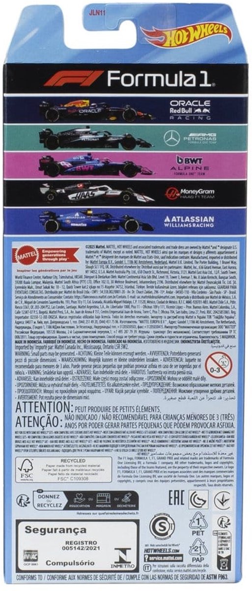Hot Wheels Formula 1 - set van 5 metalen F1 speelgoedauto's van Merkloos — afbeelding 3