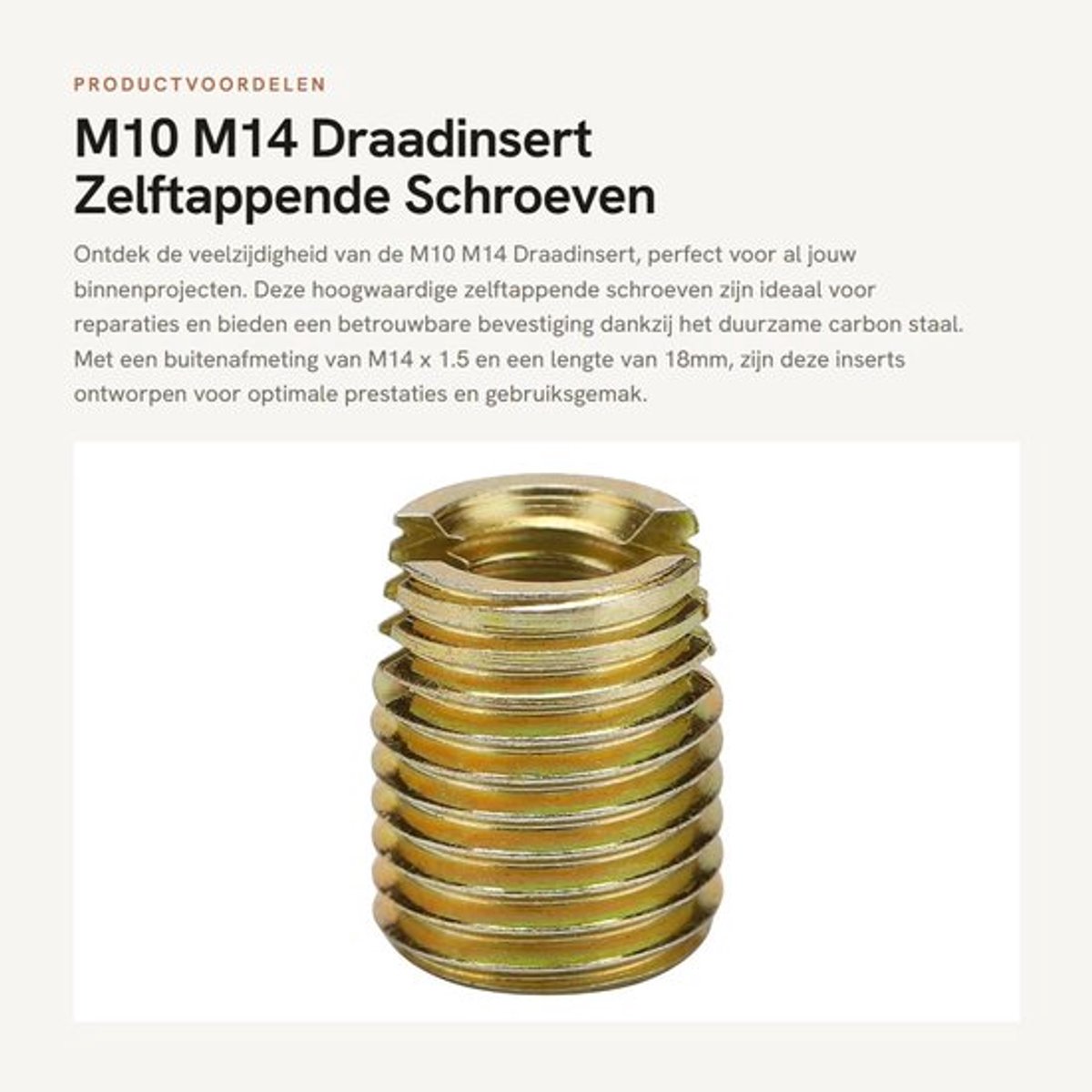 Schroefdraadinzet 20 Stuks - Koolstofstaal - Zelftappende Schroefdraadinzet - M10 x 1,5 - M14 x 1,5 - Schroefreparatieaccessoires - Gloednieuw - Schroefinzet