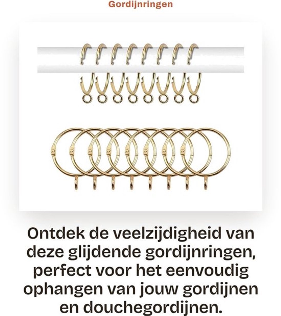 Gordijnringen 16 Stuks - Open/Sluit Ringen - Metalen Gordijnringen - Voor Raamstangen/Douchegordijnen - 1,5 Inch Binnendiameter - Slijtvast en Sterk - Gordijnhaak