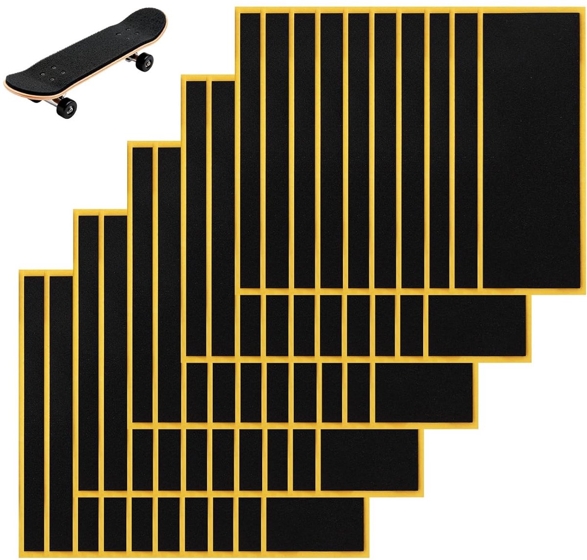 SnelShoppen - 50pcs Fingerboard Grip Tape 11x3.8cm - Non-Slip Foam Grip Tape voor Skateboards - Sterke Hechting - Zwart - Perfect voor Fingerboard Spe