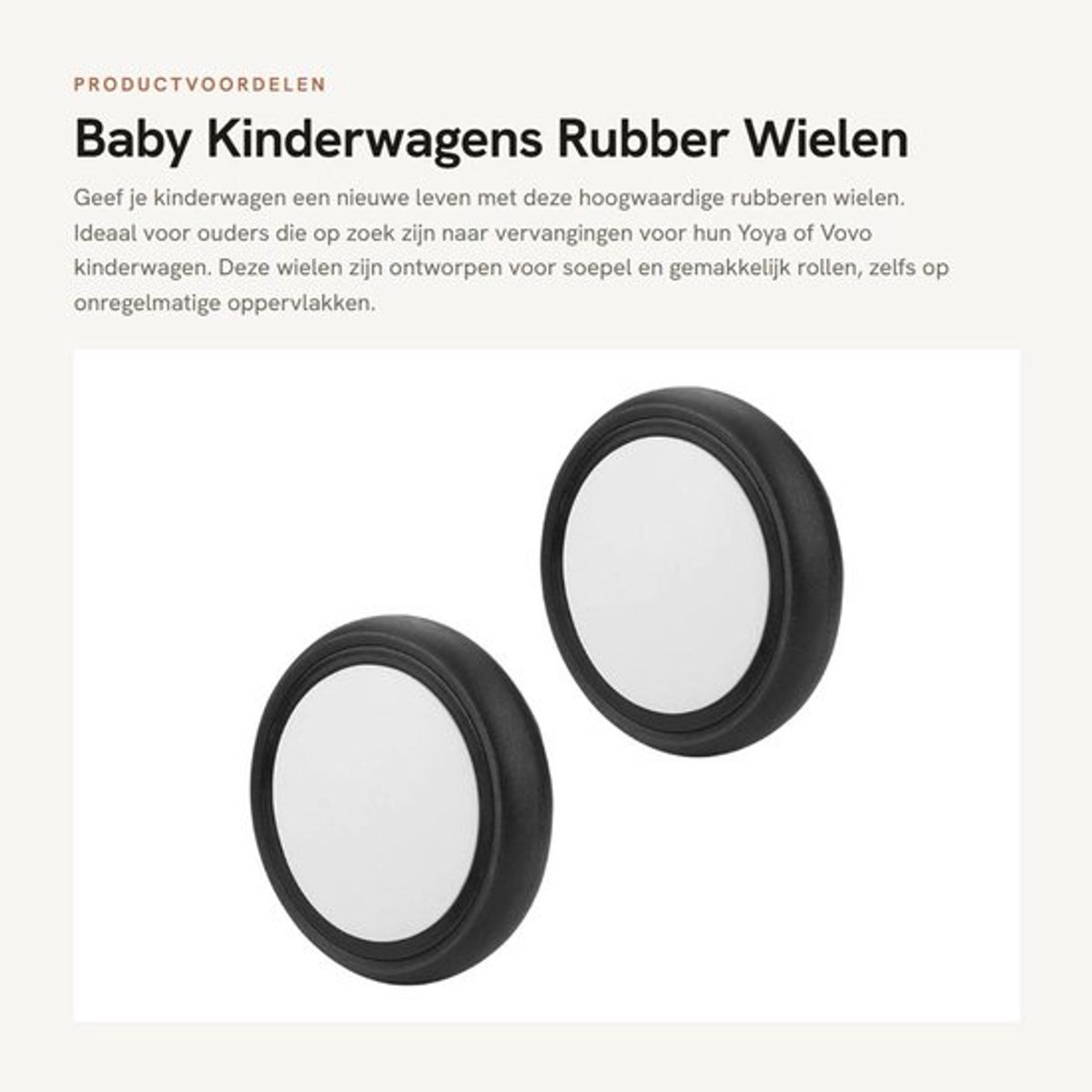 Wielen Rubber Vervanging - Kinderwagenwielen - Slijtvast - Vloeiend Rollen - Compatibel met Meerdere Merken - Duurzaam Materiaal
