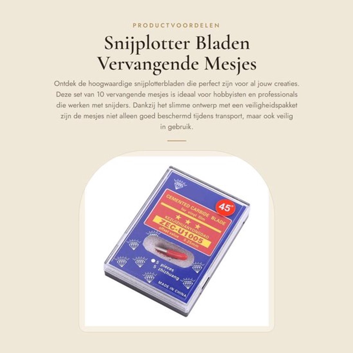 Snijplotter Vervangende Bladen 10 Stuks - 30/45/60 Graden - Veiligheidspakket - Geschikt voor de meeste Snijders - Snijmes voor Papier - Beschermhoes voor Veiligheid