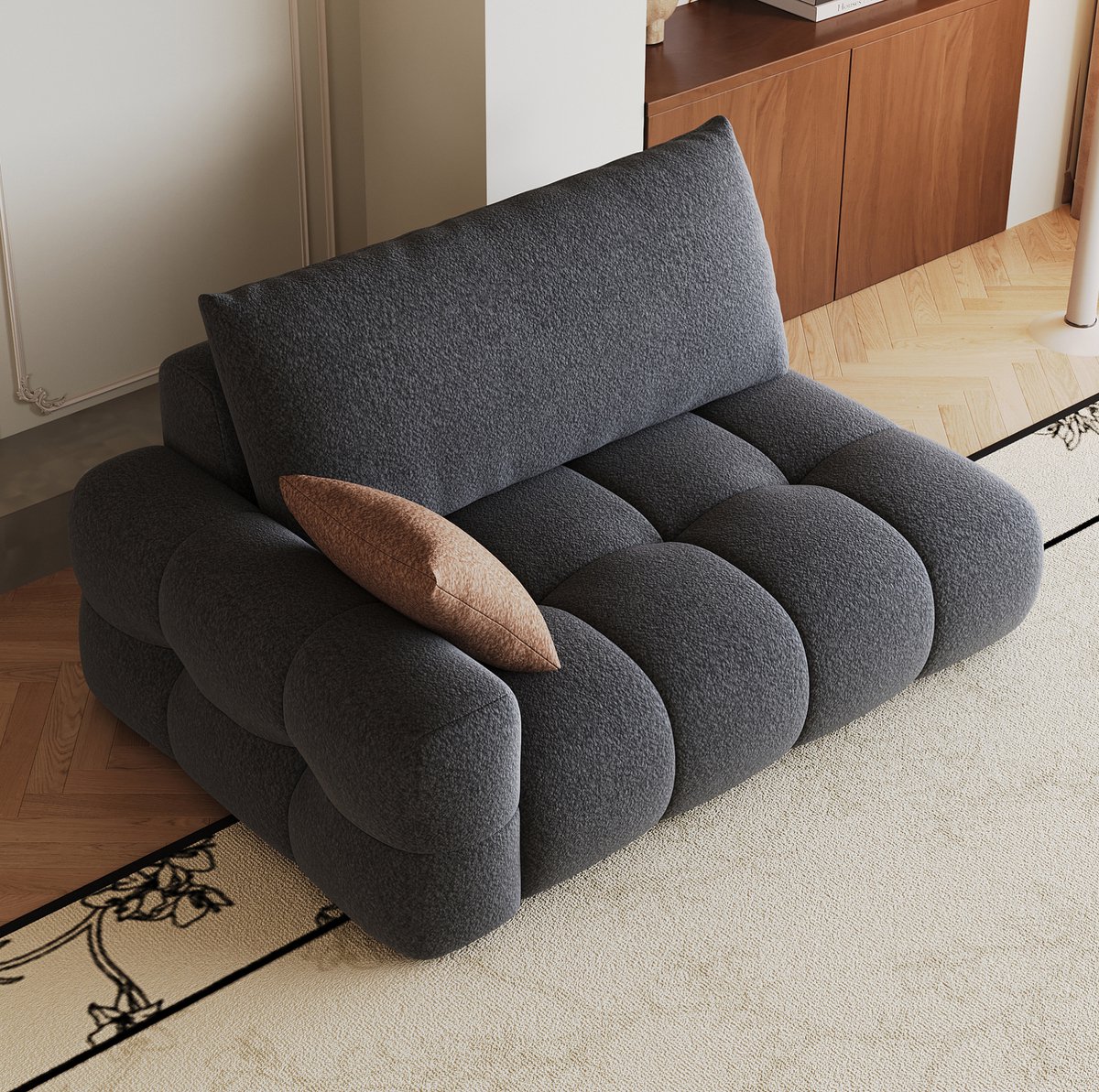 OKWISH Hoekbank – 2-Zits Bank Met Linker Chaise Longue – Zonder Montage, Zachte Stoffen Bekleding En Comfortabele Zitting – Woonkamer – Donkergrijs