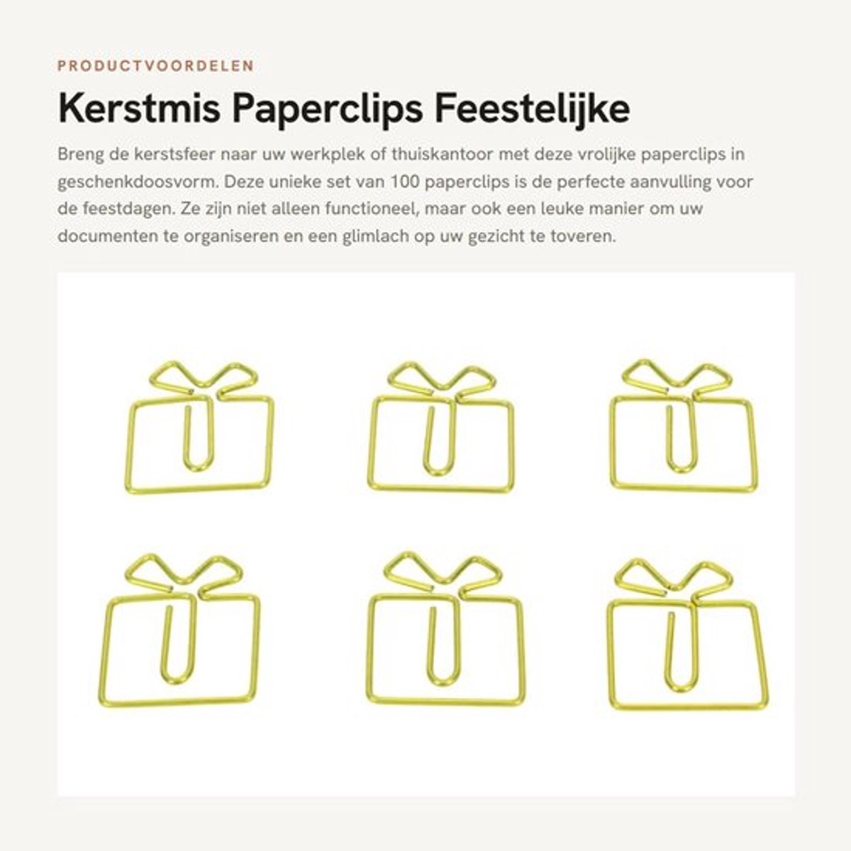 Paperclips 100 Stuks - Kerstthema - Geschenkdoosvorm - Roestbestendig - Verhoogde Stroefheid - Kleurvast - Kantoorclips