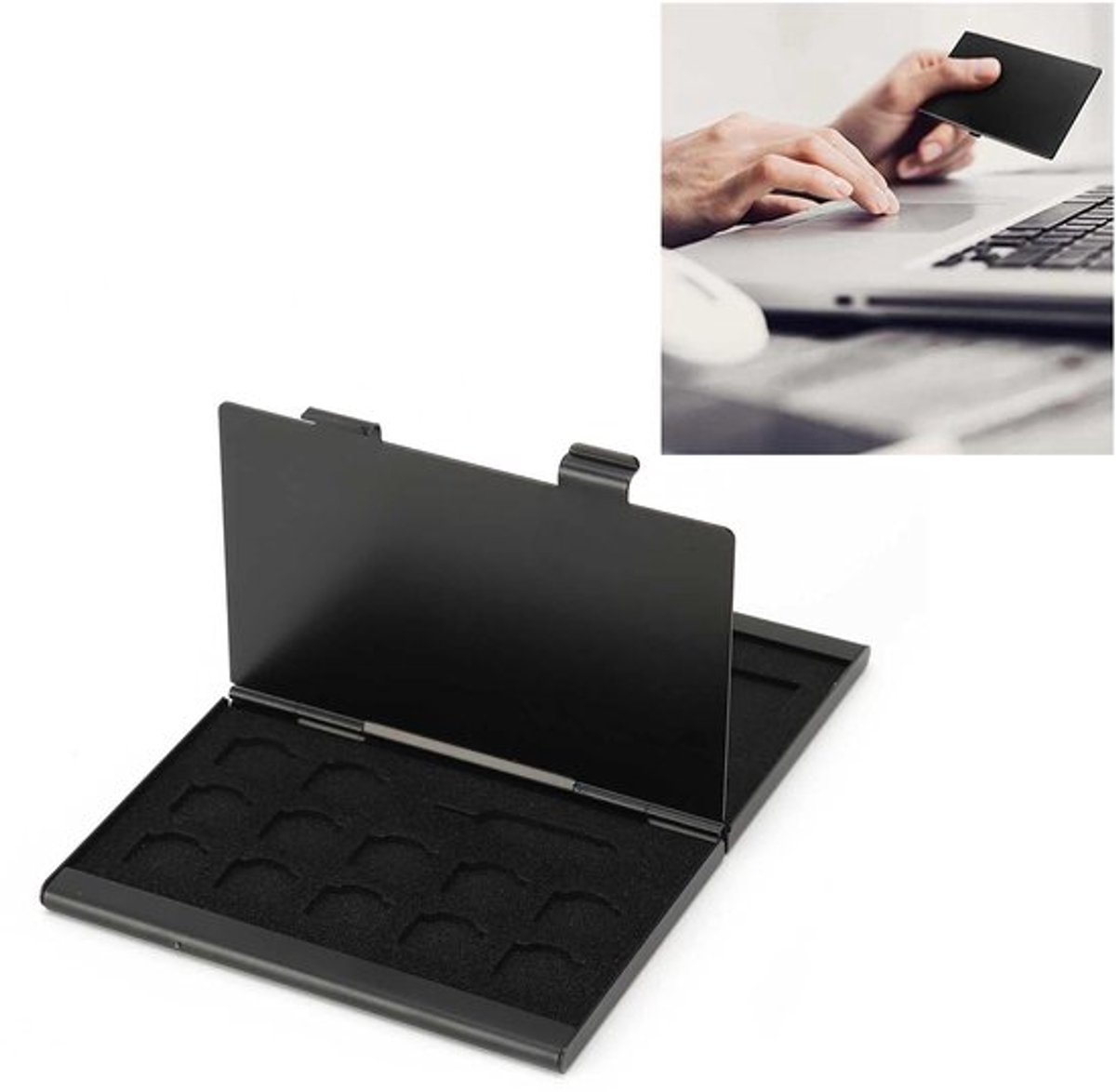 Opbergdoos Lichtgewicht - SIM-kaartdoos - Aluminium - Schokbestendig - Antimagnetisch - 21 Kaartslots - 9,3x6x1,1 cm - Simkaartdoos