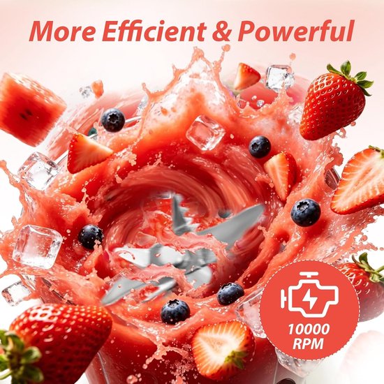 Mini-mixer, smoothie maker to go, 600 ml, oplaadbare persoonlijke blender met 10 roestvrijstalen messen, draadloos, oplaadbaar, 10+ mixprocessen voor smoothies, shakes en sap onderweg van MINI — afbeelding 2