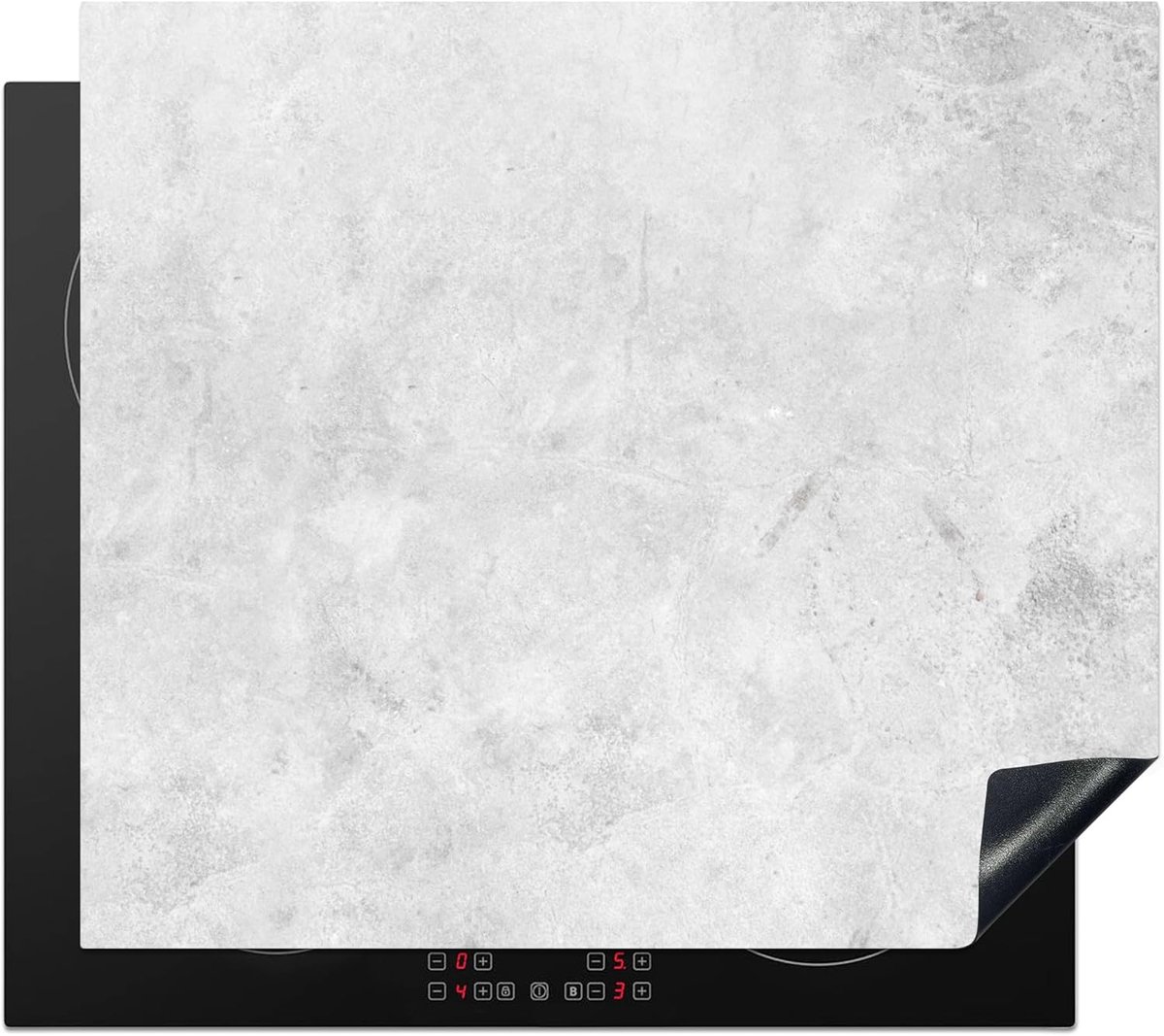 SnelShoppen - Inductie Dekplaat 60x52cm - Keuken Decoratie - Hob Protector Anti Slip Mat - Marmer Look - Grijs - Voor Bescherming Tegen Vlekken en Kra