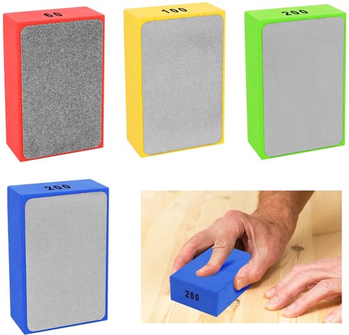 Polijstpads 4 Stuks - Schuurpapier 60/100/200/400 - Handmatig Polijsten - Voor Hout/Glas/Steen - Hoogwaardige Materialen - Slijtvast - Schuurpads