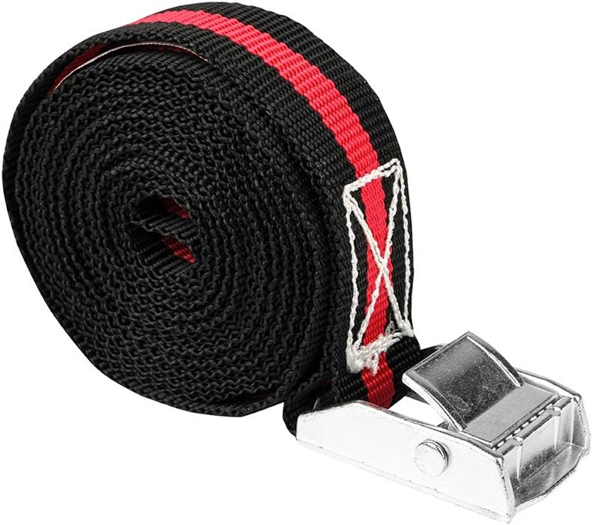 SnelShoppen - Lashing Strap met Clip Sluiting - 3m x 2,5cm - Zwart/Rood - Voor Lasten Beveiligen - Geschikt voor Camping, Vervoer en Opslag