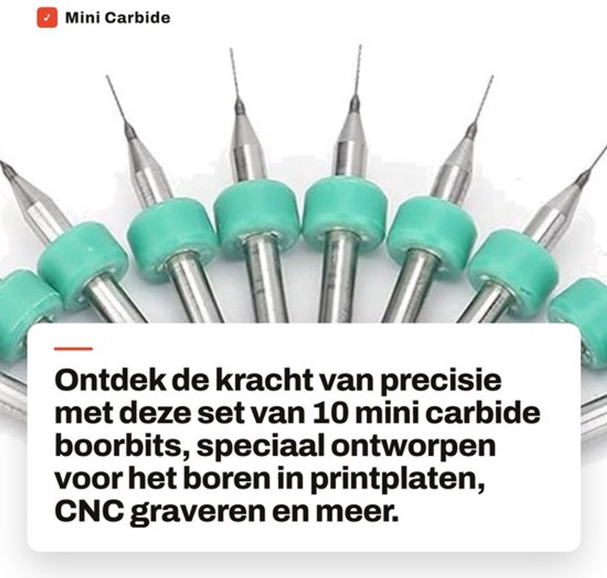 Carbide Boortjes 10pcs - Hoge Hardheid - Voor CNC/Graveren - Inclusief Opbergdoos - Menselijke Positioneringsring - Geschikt voor Kunststof/Koper/RVS - Boor