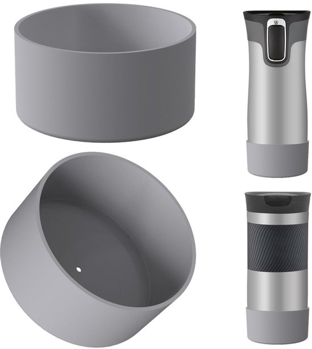 Siliconen Waterfleshouder Antislip voor Contigo Flessen (Grijs, 2 stuks)