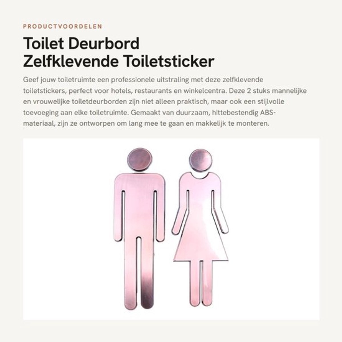 Toiletdeurbord 20 cm - Zelfklevende Sticker - Mannelijk/Vrouwelijk - Hittebestendig - Duurzaam ABS - Reflecterend Ontwerp - Toiletstickers