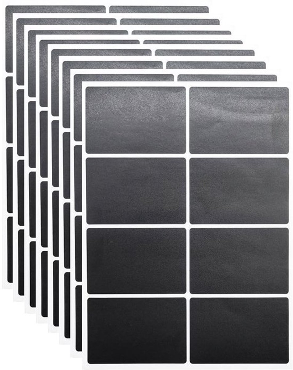 Etiketten 64 Stuks - Zwarte Rechthoekige Stickers - Zelfklevend - Waterdicht - Herbruikbaar - 40 Vellen (40 x 60 mm)