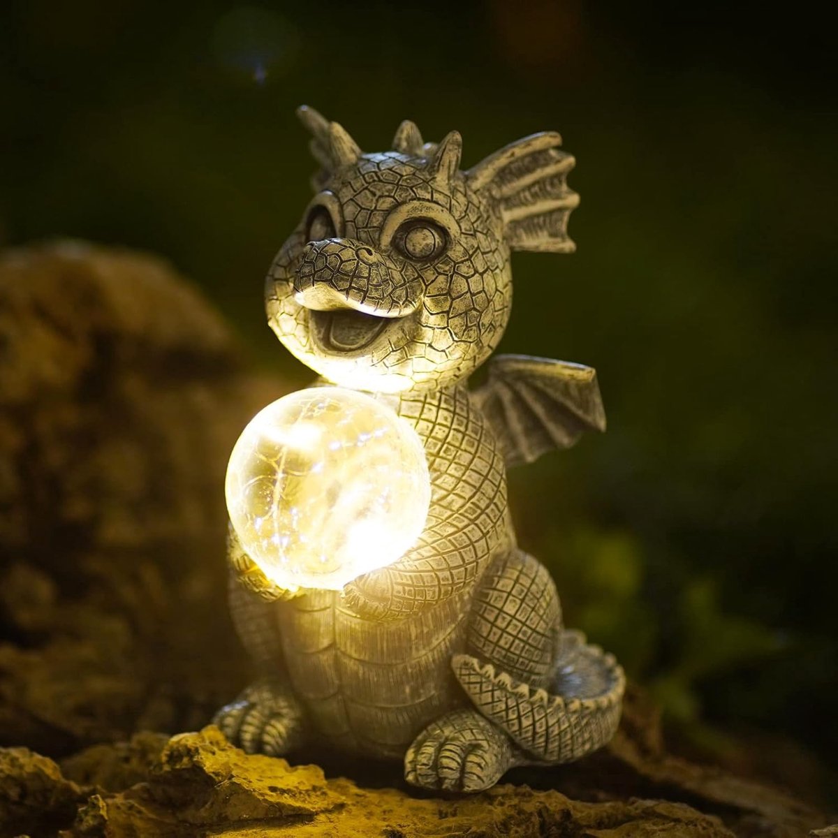 Leuke Drakenfiguren voor Tuinversiering, Buiten Decoratie met Zonnebal, Originele Cadeaus voor Verjaardag en Tuinliefhebbers, Waterdicht en Geschikt voor Balkon en Fairy Garden