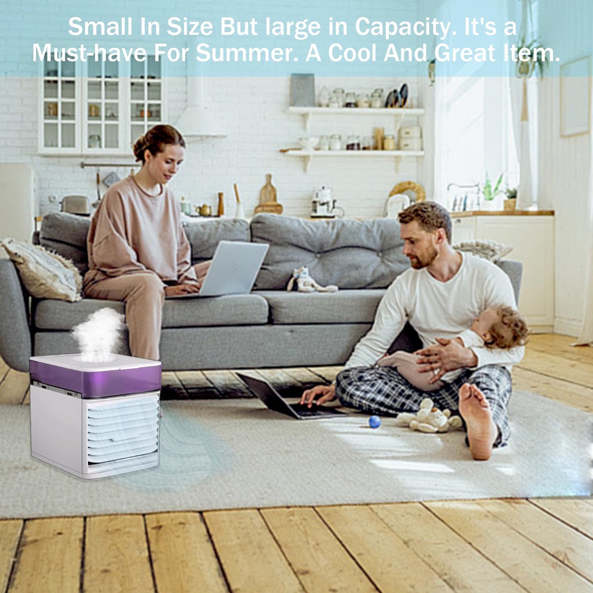 SnelShoppen - Draagbare Airconditioning 4-in-1, Compacte Persoonlijke Luchtkoeler, Bureau Airco met 3 Windsnelheden, Ideaal voor Thuis, Kantoor, Campi