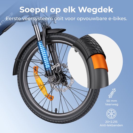 ENGWE O20 E-bike Licht 26kg, Tot 140km Bereik, Krachtige Boost-modus, Hydraulische Remmen Inclusief 4A Lader Vouwbare Elektrische Fiets voor Woon-Werkverkeer Blauw — afbeelding 5