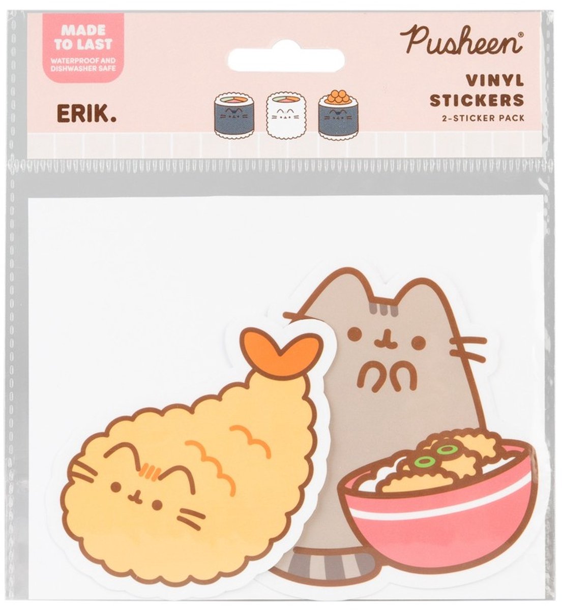 Grupo Erik Pusheen - Pack Of 2 Sushi Roll Vinyl 2 Sticker Set - Multicolours