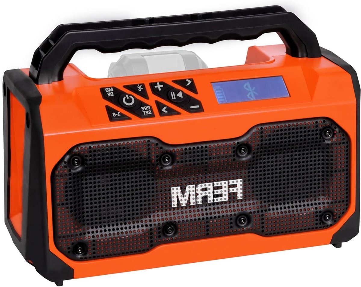 Bouwradio Bluetooth - Werkplaatsradio Speaker - Muziek Luisteren - Dubbele 15W Speakers - 25.5 x 17.3 x 12 cm - Zwart
