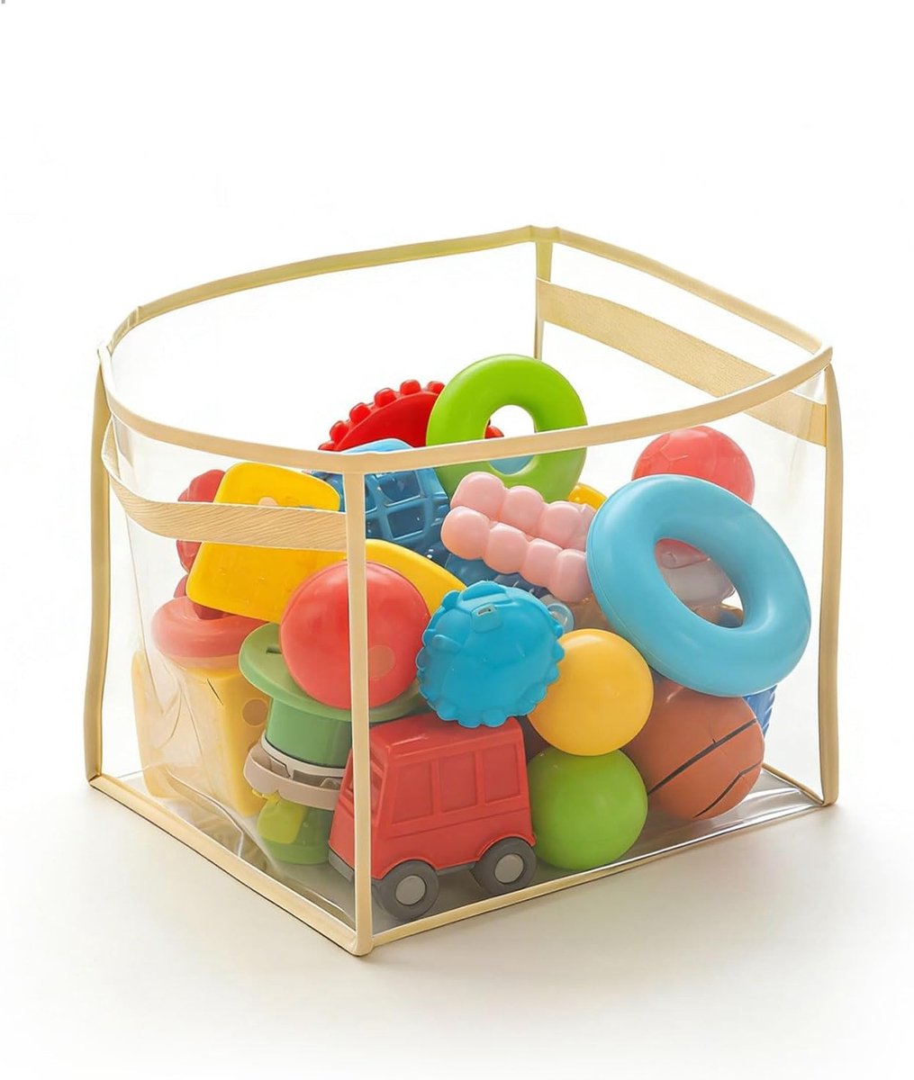 Grote Transparante Opbergmand voor Spellen van PVC met Handvat voor Organisatie in Woonkamer en Slaapkamer