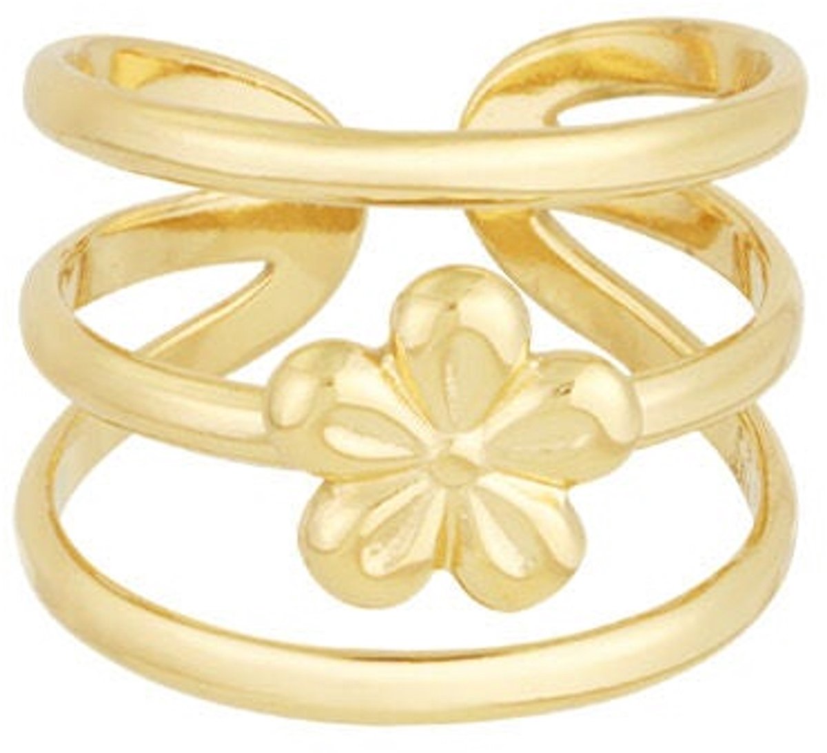 Flower stack - Ring - Stainless Steel - - Goud