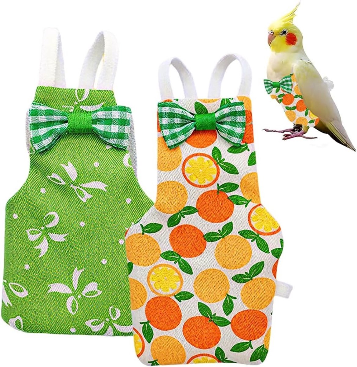 Herbruikbare Vogel Luiers, 2 Stuks, Oranje Vlinderpatroon, Ademend en Wasbaar, Ideaal voor Parkieten en Cockatiels