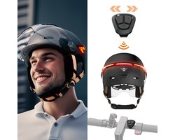 SnelShoppen - CASR Glow LED-helm voor fiets en step - XL vizier, afneembare oorbeschermers, achterrichtingaanwijzers, afstandsbediening, stijlvol desi
