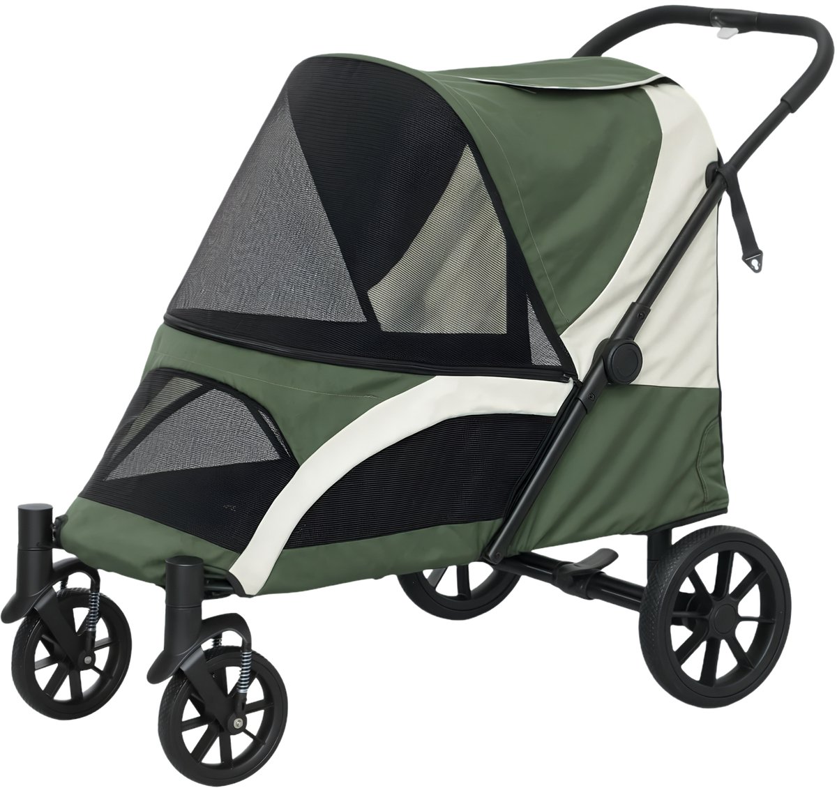 Hondenbuggy – Opvouwbare Wandelwagen voor Grote Honden & Katten tot 30 kg – Groen