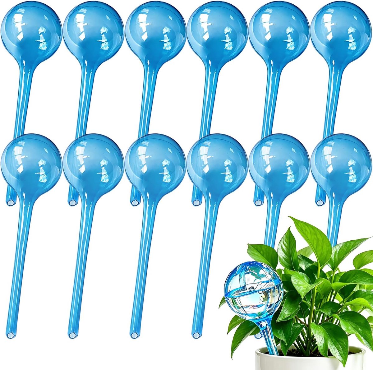 12 Plantwaterbollen - Automatische watergeeflampjes voor potplanten binnen en buiten, duurzaam plastic tuinwatergeefapparaat