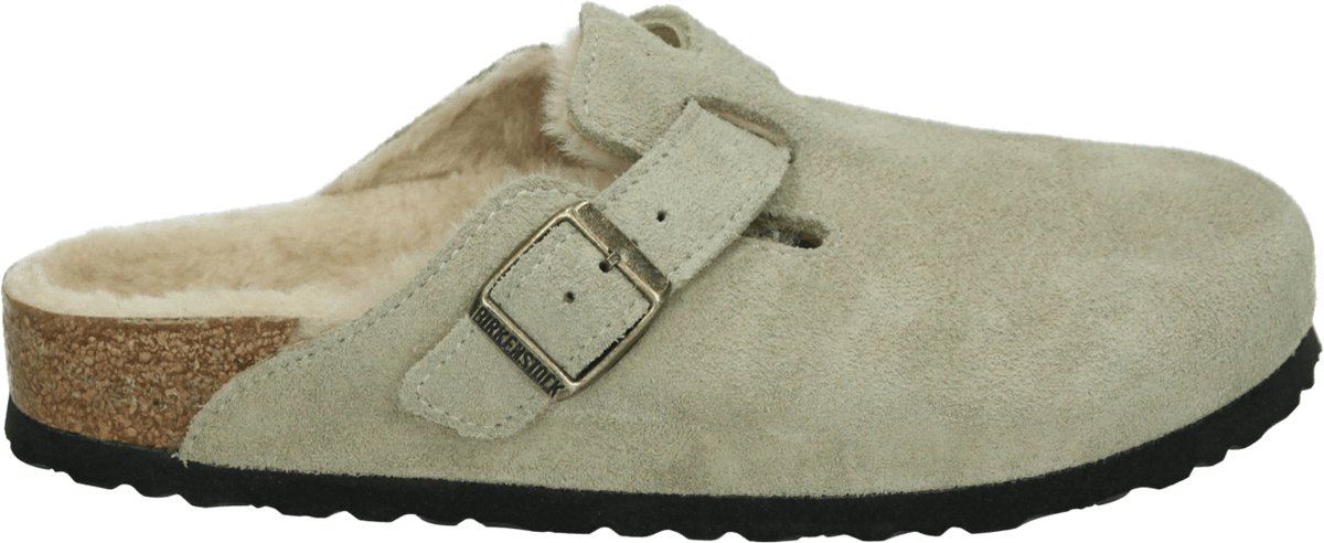 Birkenstock BOSTON SHEARLING SUEDE Dames pantoffelsHeren pantoffels Taupe