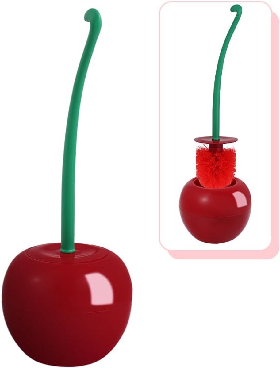 Kersen toiletborstel - Schattige toiletborstel en houder set - Unieke fruitbadkamerdecoratie en leuke badkameraccessoires