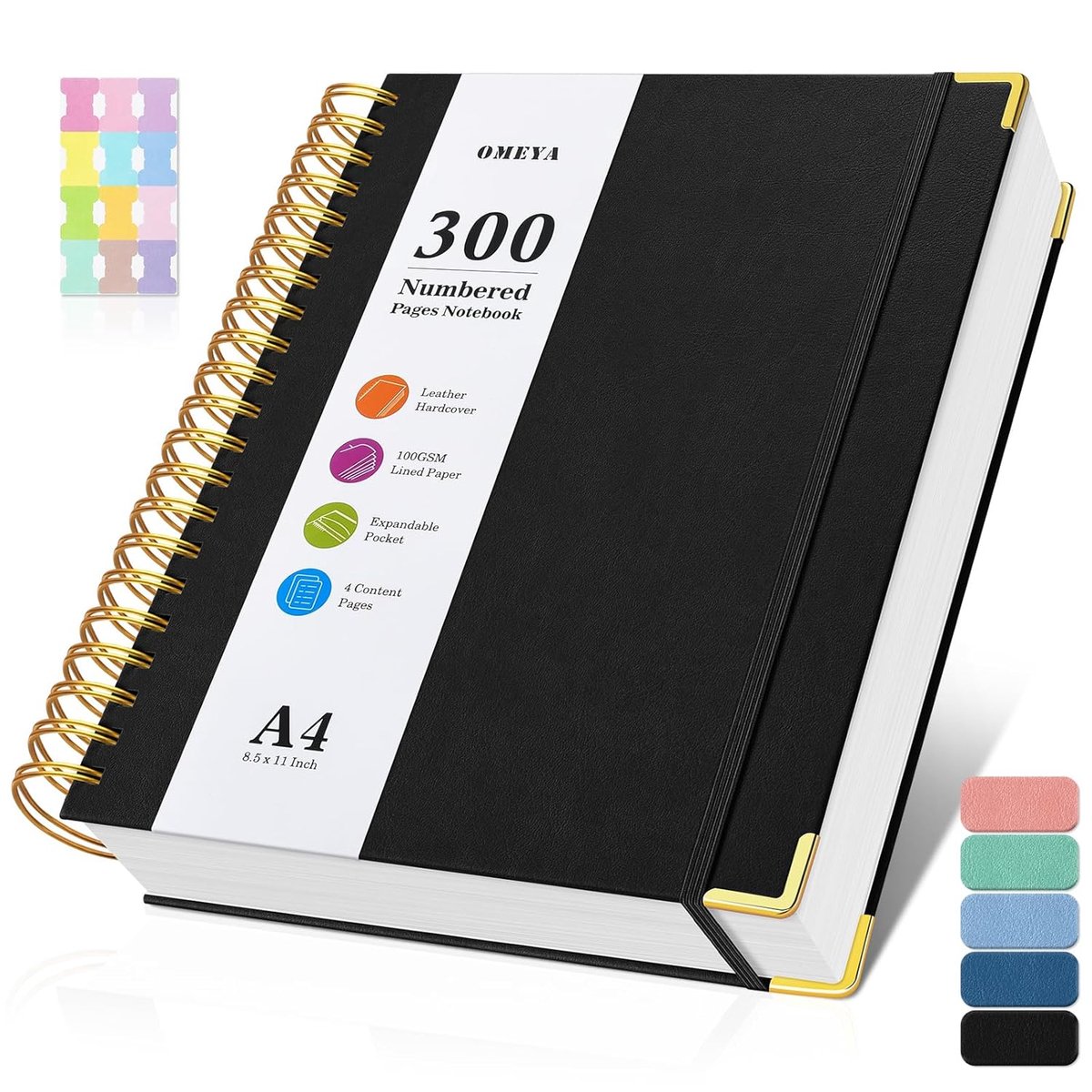 SnelShoppen - Notitieblok A4 Gelinieerd 300 Genummerde Pagina's - Hardcover Leer Spiraalbinding - Notitieboek voor Werk, Kantoor, Dagboek voor Vrouwen