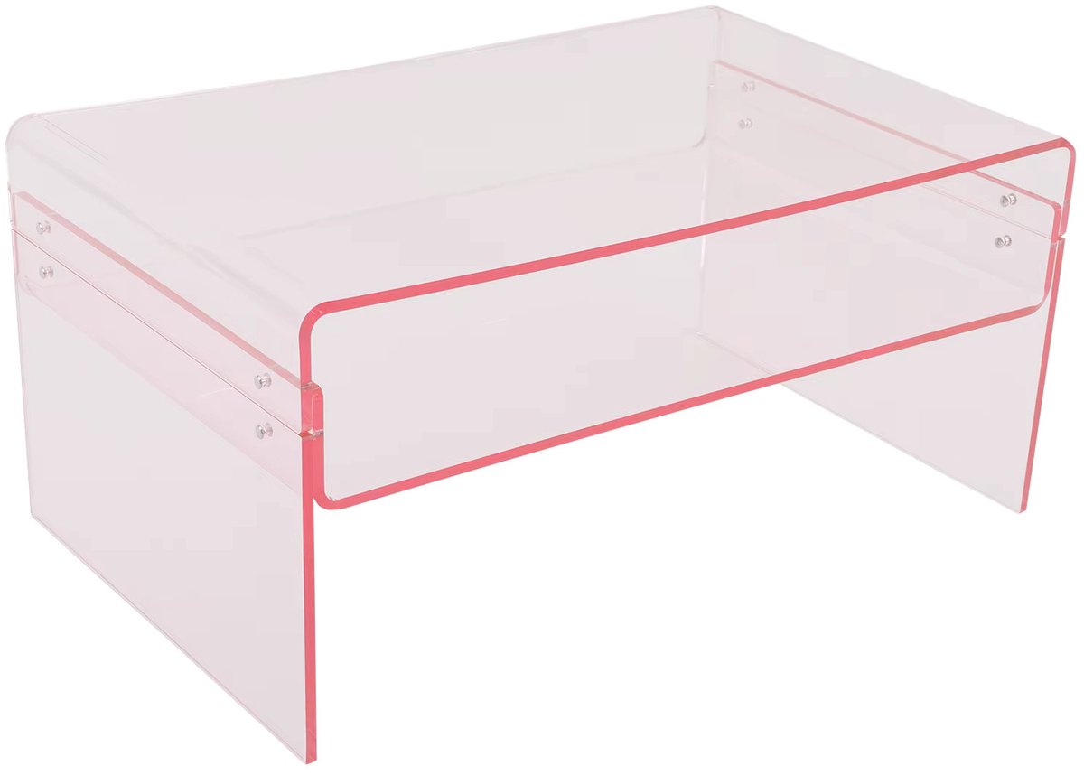 Emvae Salontafel- Bijzettafel - Rechthoekige salontafel - Tafel - Koffietafel - Acryl - Roze - 80 x 50 x 38 cm - Transparant