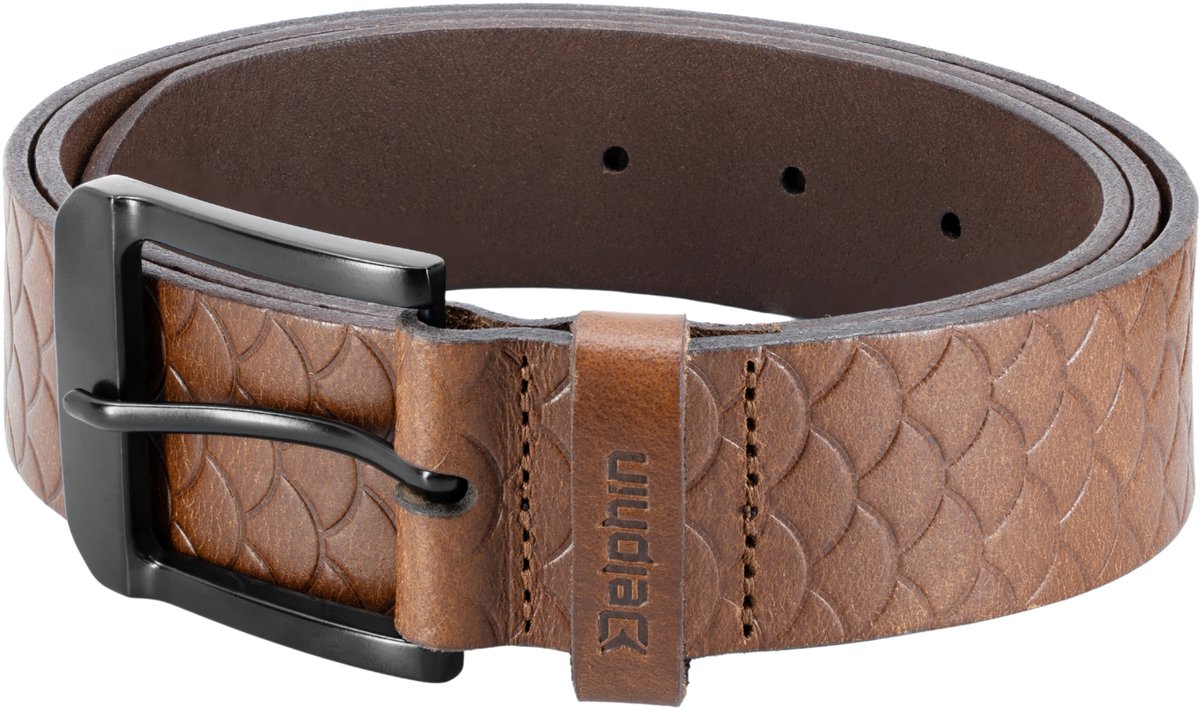 High Quality Riem Bruin 135 cm XL / XXL Leren Lederen Broekriem Schubben Vissen Visriem Motief Leer