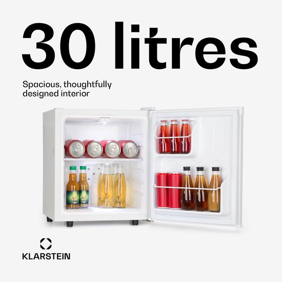 Klarstein Minibar Mini Koelkast voor Kamer, 30 L Mini Koelkast voor Dranken, Snacks & Cosmetica, Kleine , Kleine en Stille Koelkast, Skincare Koelkast voor Kamer & Kantoor 5–15 °C - 23 dB - voor Slaapkamer - Compact Geruisloos van Klarstein — afbeelding 3