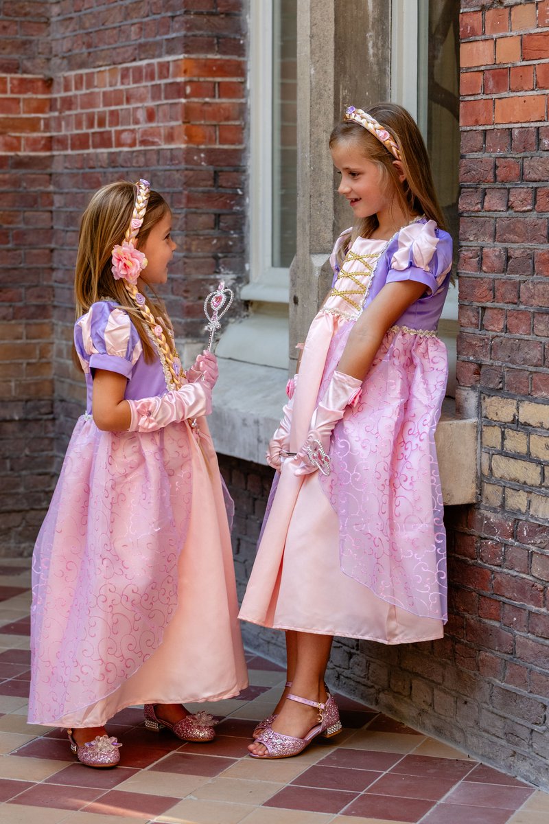 Het Betere Merk - Prinsessenjurk meisje - Roze / Paarse jurk - Verkleedkleding meisje - Carnavalskleding Kind - Kleed - Lange handschoenen - Haarband — afbeelding 9