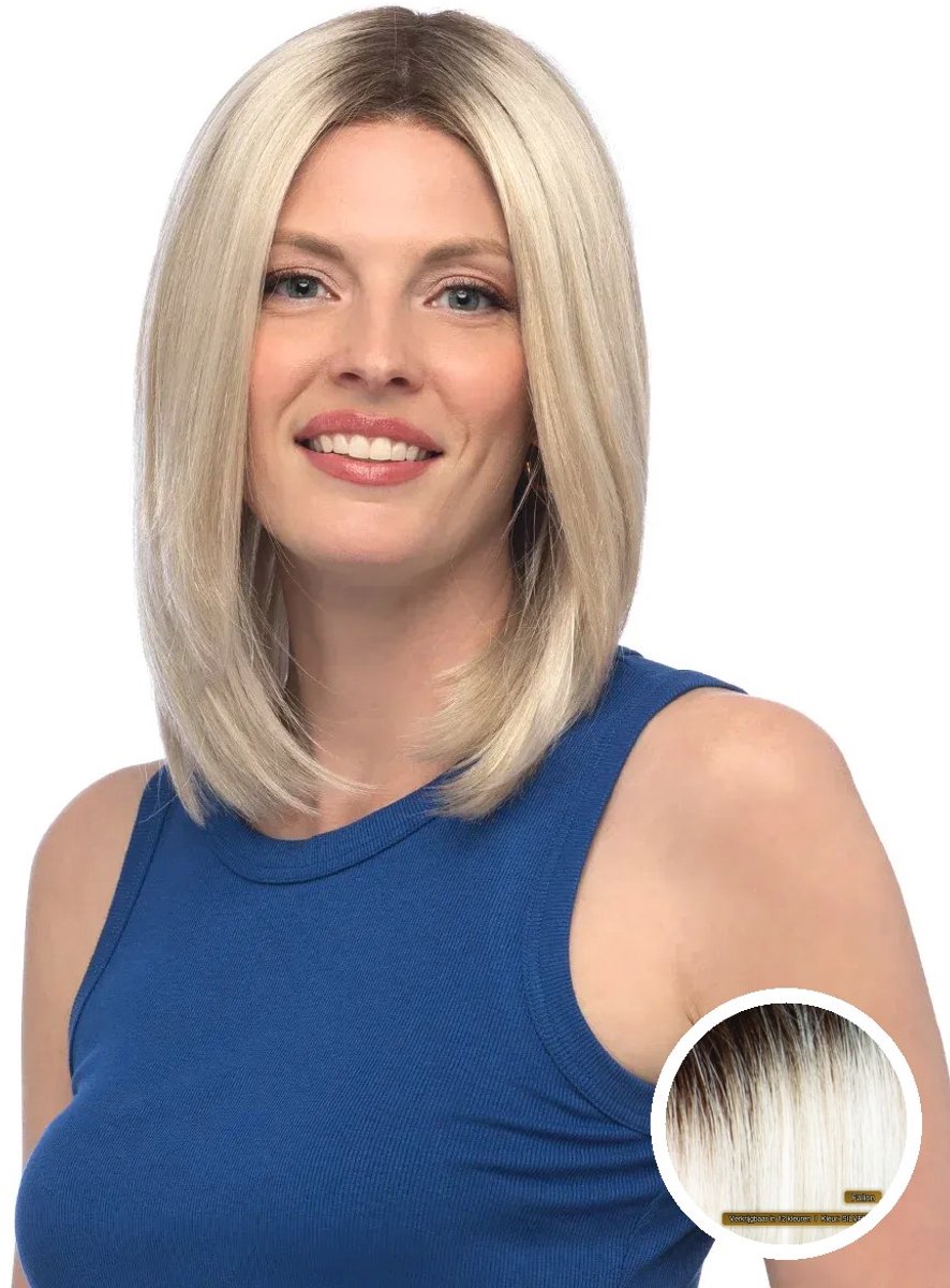 Estetica Designs Fallon Monofilament Top Synthetisch Haarwerk - Silversunrt8, Kort, Zilverkleurig, Kunsthaar