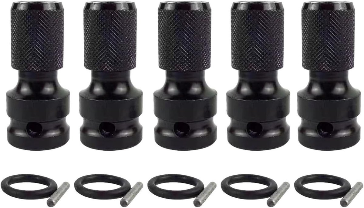 5 stuks dopsleuteladapters, 1/2 naar 1/4, booradapter, steeksleutel/slagschroevendraaier, bitadapter, multifunctionele - ShopVlot