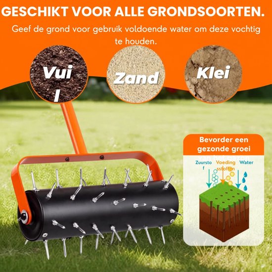 ApexArte® Prikrol - Gazonbeluchter - Gras Beluchten - Gazon Beluchter - Oranje en Zwart van ApexArte — afbeelding 4