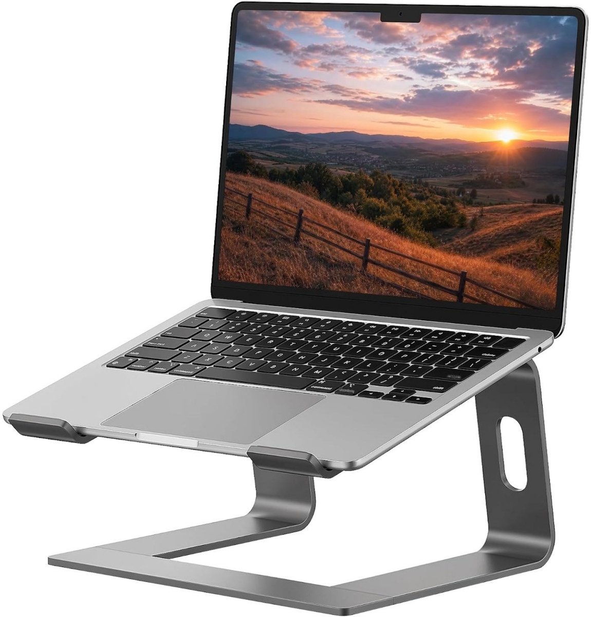 GELLDG Laptopstandaard van aluminiumlegering – Ergonomische, afneembare en warmteafvoerende bureaustandaard – Geschikt voor laptops van 10–16 inch – Geschikt voor MacBook, Dell, HP, Samsung, Lenovo en meer – Grijs