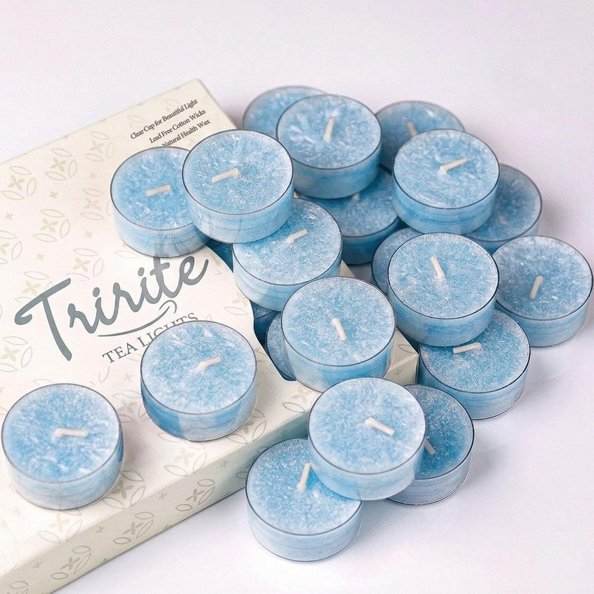 Theelichten 5 Uur Brandduur - Blauwe Geurloze Kaarsen - Biologisch Afbreekbaar - Ideaal voor Babyshower - SnelShoppen